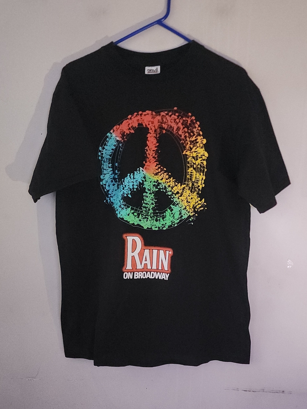 Anvil Black Tee with Rainbow Peace Sign. New Without Tag